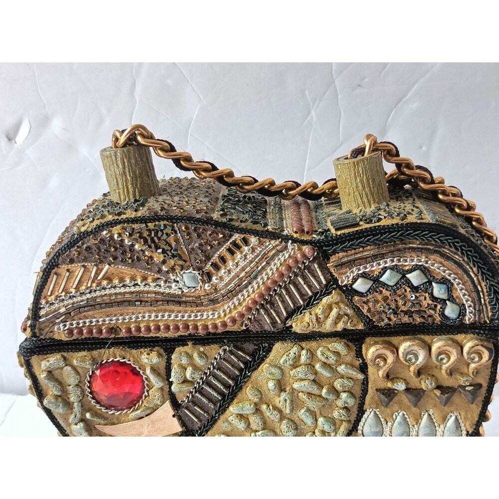 Vintage Mary Frances Elephant Box Bag Beaded Jeweled Crossbody Purse Rare 90s - Picture 3 of 9